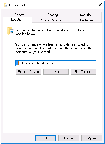 Move a Windows User Documents Folder, step 01