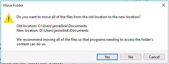 Move a Windows User Documents Folder, step 03