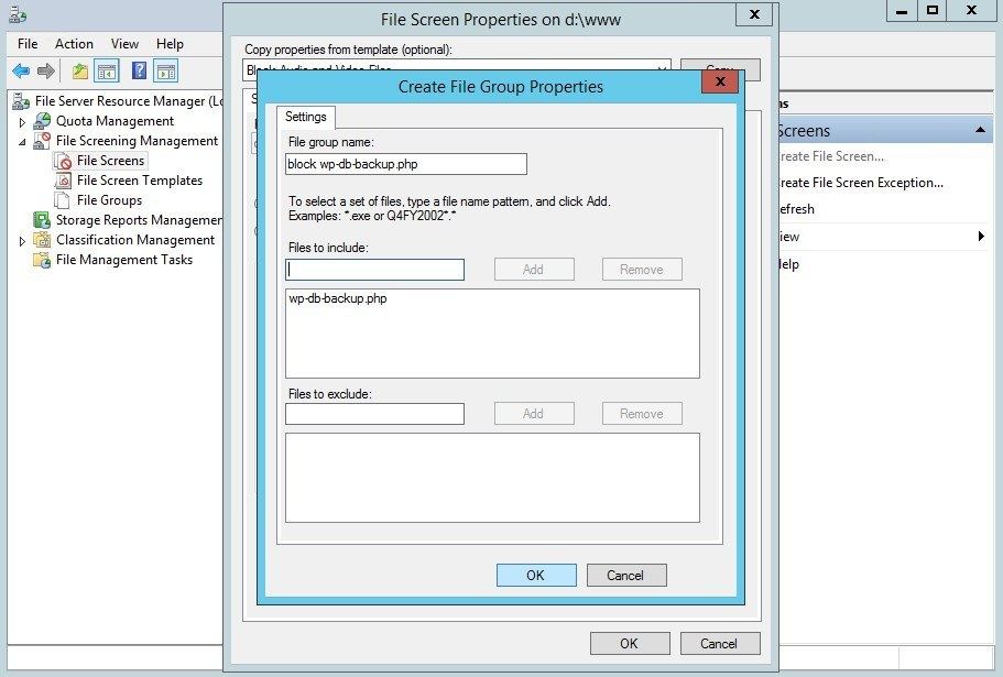 Create File Group Properties