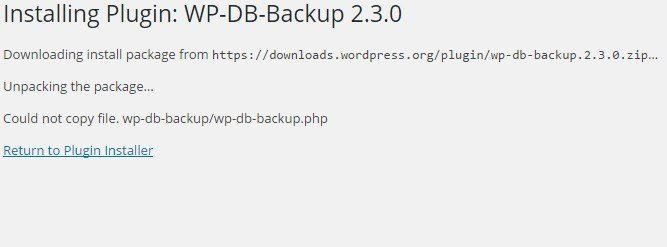 Plugin installation error could not copy file