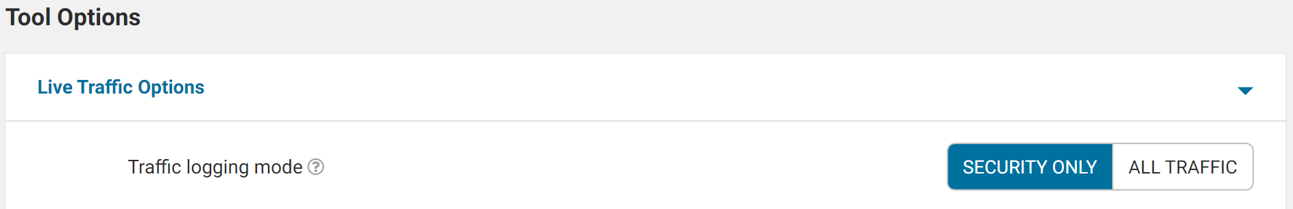 logging mode in Wordfence's Live Traffic Options