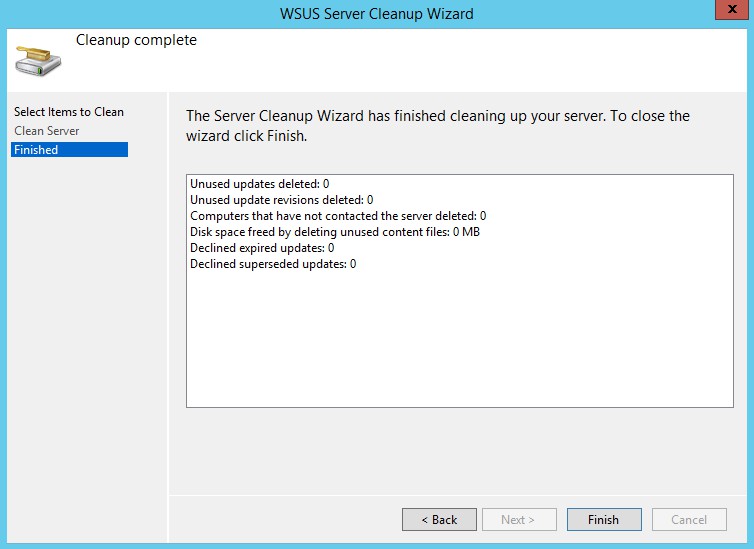 WSUS Server Cleanup Wizard screen 3