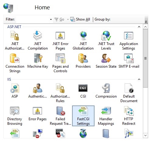 Open up the FastCGI Settings feature of the web server in IIS Manager