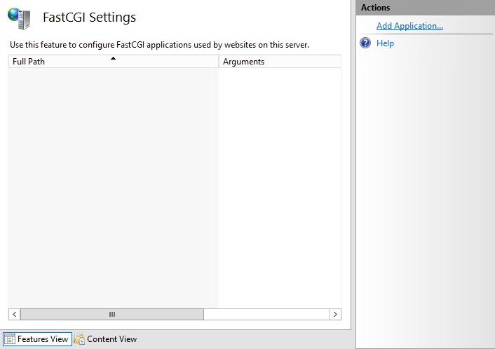 IIS Manager FastCGI Settings