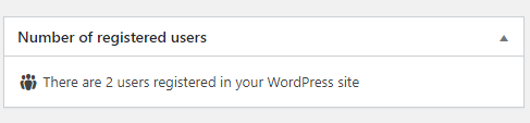 Custom WordPress Dashboard widget showing the number of registered users