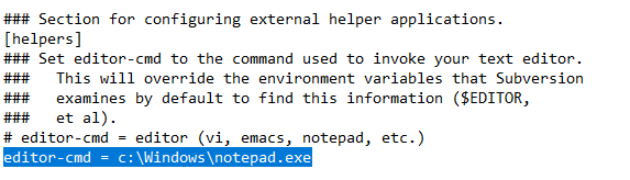 edit editor-cmd line in svn config