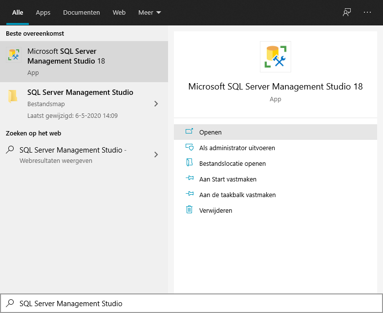 Start SQL Server Management Studio