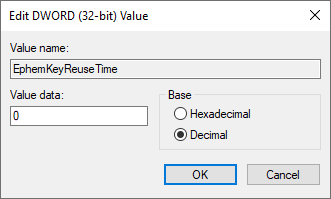 EphemKeyReuseTime registry value