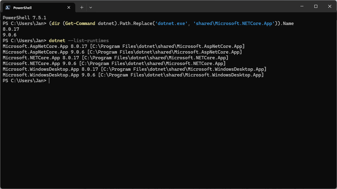 List installed .net framework versions